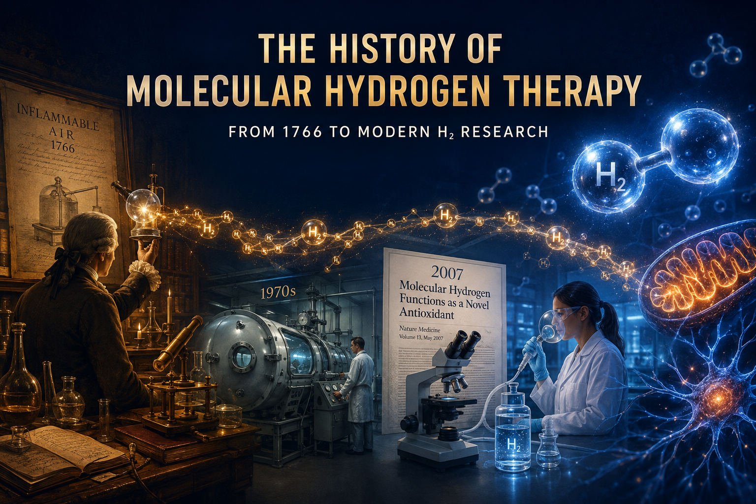 History of molecular hydrogen therapy timeline from the discovery of hydrogen to modern H₂ clinical research