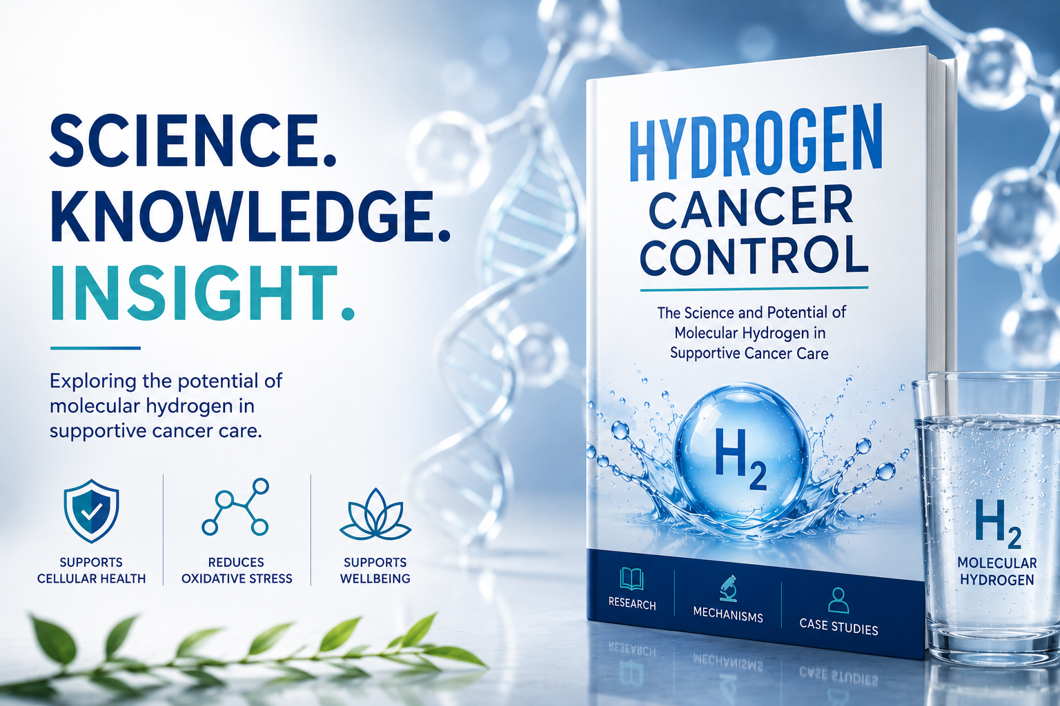 Hydrogen Cancer Control book cover with an overview of its theories, evidence, patient stories and limitations